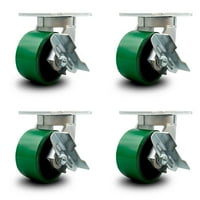 Extra Heavy carhinless 6 3 zeleni poliuretansko gazište na metalnom jezgrama kočnice - okretni W kočnice