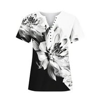 Ženske ljetne majice Ležerne prilike Cvjetni ispis Kratki rukav bluza Modni labavi fit V Crt Gumb Osnovne