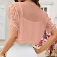 Wofedyo košulje za žene Žene Modni čvrsti preklop kratki rukav labav kardigan odmor Kratki vrhovi ženske
