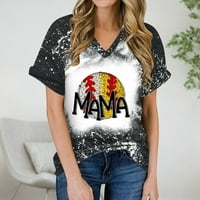 Prva majčina dnevna majica casual okrugla kratkih rukava kratkih rukava smiješna baseball Print tunika