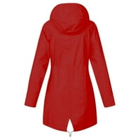 Ženska kišna jakna Zip up kabanice Windbreaker Kišna jakna Vodootporna lagana na otvorenom kapuljač s kapuljačom Kaputi za kapute Crvena m