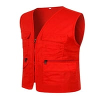 Seksi plesne dame Solid Boolos COUTCOAT casual windbreak Cargo Vest Safari jakna s džepovima Crveni