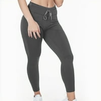 Ženske hlače Dressy Casual Solid Boja visokog struka čvrstog podizanja u fitness trčanje iz džepa za