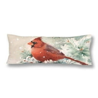 Vodeni kolor Zimska kardinalna ptica ručna obojena jastuk za tijelo obuhvata futrolu zaštitniku