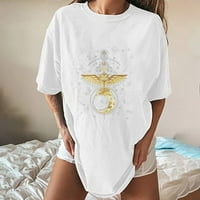 Košulje za ženske modne tiskane plus veličine T-majice Grafikon kratkih rukava vino vino xxl