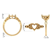 Žene CT u obliku srca u obliku srca moissanite nalete na keltski zlatni zaručni prsten, srebrna u srebru,
