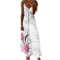 Maxi haljina za žene Ležerne ljetne cvjetne uzorak Grafički bez rukava V izrez Tuničke haljine Spaghetti
