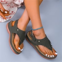 Shldybc sandale žene, ženske okrugle nožnije šuplje tassel klinove sandale čvrste boje Flip flops, ljetna