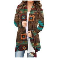 SoftMallow ženski casual kaput zapadni etnički print TOP Retro Ležerne prilike Aztec Ispis majica s