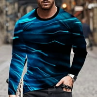 Košulje za muškarce Prevelike fit 3D šarene linije digitalni tisak dugih rukava okrugli vrat TOP bluza