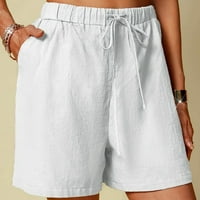 Ženske kratke hlače za ljetne pamučne kratke hlače od pune boje Udobne elastične široke noge Casual