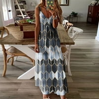 Huaai Dance Ženske haljine ljeto Summer bez rukava Maxi haljina Ljetna casual v izrez Slica Sunderss