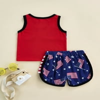 Dan za bebe Boy Neovisnosti Stripes Stars Zastava za ispis prsluk bez rukava vrhovi tiskane kratke hlače