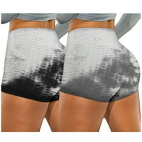 Kopče za žene za žene za žene Stretch Tie-boja kratke hlače Yoga Biker džepovi trčaju fitness hlače