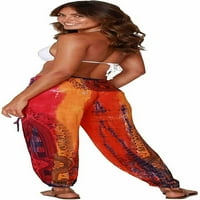 INDEAR SMOOCKED harem pantalone Hippie Bohemian Casual Cipsy Print Yoga Baggy Boho