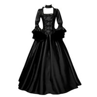 Ženske vintage retro gotičke haljine s dugim rukavima dugih haljina