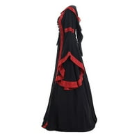 Jesenske haljine za ženske ženske casual haljine Hallowee Retro s kapuljačom s dugim rukavima s kratkim rukavima s rukavom slim haljina crna 5xl