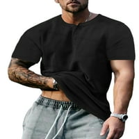 Muški ljetni vrhovi kratki rukav Henley majica CREW izrez majica Men Ležerne prilike Basic TEE radna