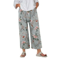 Ženske pajama hlače udomim tiskanim širokim ležaljkama hlače luk elastične struke duge pj dno hlače