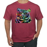 Cool Rainbow Neon Trippy Jungle Tiger Eyes Očima Ljubitelj životinja Muška grafička majica, Vintage