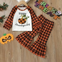 Binmer Toddler Baby Halloween Pumpkin Pismo Ispis dugih rukava + plaćene pantalone