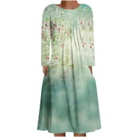 Večernje haljine za žene elegantne klasične sklopive cvjetne haljine zelene l