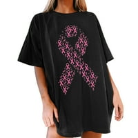 Ljetni vrhovi za žene kratki rukav okrugli vrat Tee majica za svijest raka Ispisana labava strana Split