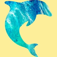 Dolphin ocean silueta muški banana krem ​​žuta grafička grafika - dizajn ljudi 3xl