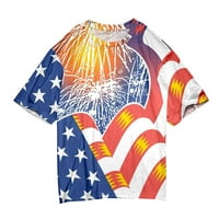 Yueulianxi Ženska američka košulja za zastavu Kratki rukav Okrugli izrez SAD-a u SAD-u Neovisnost 4.