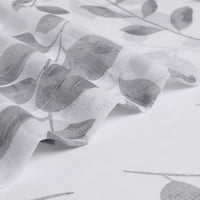 EastVita prozirne zavjese, bijele i sive lišće ispisane prozirne zavjese, umjetna posteljina tekstura pune boje gromet četvero-petal cvijeće