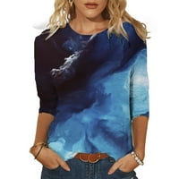 Vremenska rukav Ženski vrhovi Dressy Casual Comfy Loase Cute Trendy Majice Majice Floral tiskane tunike