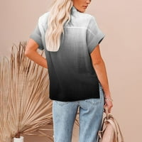 Žene Ljetne tunike vrhovi V-izrez Dugme-Majica kratkih rukava Ženska grafika Print Modne bluze XL