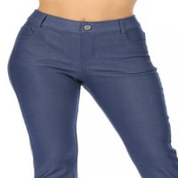 Ženska ležerna udobnost tanke jeans hlače sa gumbom