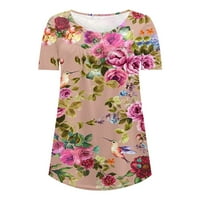 Košulje za žene trendi dugme okrugli vrat kratkih rukava majica cvjetni print ties labavi povremeni
