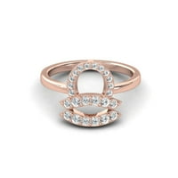 14KT Čvrsto ruže Zlatni prsten, ručno izrađeni zodijački znak, personalizirani dijamantni prsten, poklon za njom