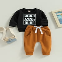 Lieramram baby toddler Boys Hlače set odjeće, mjeseci 2T 3T slova s ​​dugim rukavima vrata za vrata