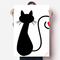 Heart Cat Sit Sihouette Naljepnica za životinje Naljepnica za naljepnice za poster PLAYBILL pozadina