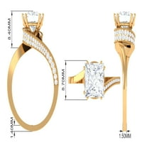 Princeza Cut Moissanite Solitaire Bypass Zaručni prsten, 14k bijelo zlato, SAD 6,50