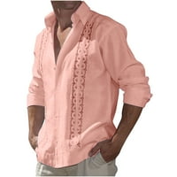 Auroural Muškarci dugih rukava Majica muške patchwork majica s dugim rukavima, ležerna za odmor na plaži Cardigan majica bluza