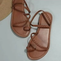 Dyfzdhu dame modni čvrsti u boji kože tkani čipkaste cipele s ravnim ležernim sandalama