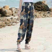 Follure plus kapri hlače za žene cvjetne tiskane casual pantalone pantalone Bohemian Beach Cvjetors