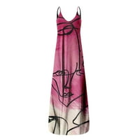 Sendresses za žene Žene Casual Tie Dyed Print Credent Gradient Rendering Sling duga haljina vruće ružičaste
