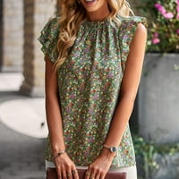 Ženski doubel s kratkim rukavima cvjetni vrhovi tiskanih vrhova Summer majica za bluze za izrez Ležerne prilike sažetoj tuniku Thirt
