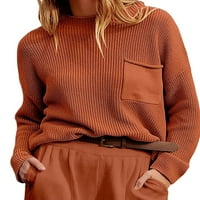 Luxplum žene jesen zimski džemper casual dugih rukava za džemper, običan čvrsti boja pletena pulover
