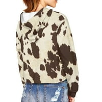 Usjeva za djevojke 5- smeđa krava uzorak dugih rukava srupa s dugim rukavima Hoodie Sportska odjeća