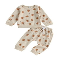 Toddler Baby Girls Outfits Boho cvjetni dugi rukav Duks + Stretch hlače Podesite odjeću za duks