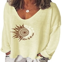 Abtel Women majica s dugim rukavima na vrhu labavog blube tunike dame casual praznični pulover sive