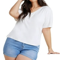 Ženske plus veličine T-majice Ležerne prilike V izrez bijela 3xl