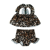 TODDLER Ljetne djevojke Bowknot Fashion Leopard tiskani ruffles dva kupa kupa kupa kupanja bikini djevojke