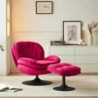 Velvet okretna akcentna stolica s otomanskom setom, presvlake za tapaciranu stolica za čitanje W Metal